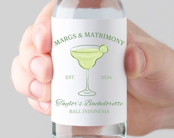 Personalized Tequila Labels, Margs and Matrimony, Bachelorette Party, Custom Liquor Labels