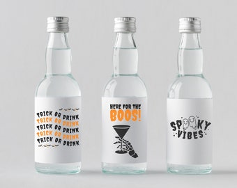 Halloween Mini Liquor Bottle Labels | Spooky Party Favors, 3 Pack
