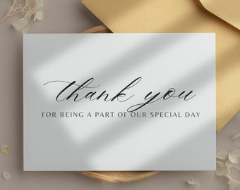 Printed Wedding Thank You Cards – A2 Cardstock, Envelope, Thank You Cards for Guests, Best Man, Groomsman, Maid of Honor, Bridesmaid