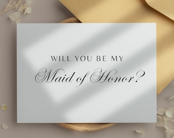 Printed Will You Be My Bridesmaid / Maid of Honor – Wedding Proposal Card with Envelope