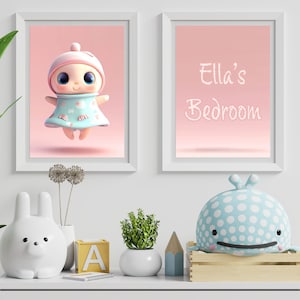 Toy Art - Set of 2 prints. Personalized. Kids&#39; Room, Wall Art, Bedroom Decor.
