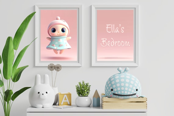 Toy Art Set of 2 Prints. Personalized. Kids' Room, Wall Art