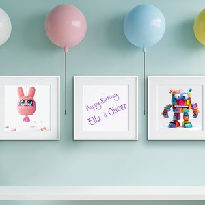 Piñata Art - Set of 3 Prints for Nursery, Kids&#39; Room, Wall, and Bedroom Decor - Featuring Pinata/Piñata characters.