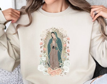 Virgin Mary Sweater, Virgen de Guadalupe, Our Lady of Guadalupe Sweatshirt, Christian Shirt, Religion Gifts, Catholic Sweater