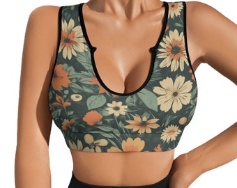 Floral Printed Yoga Tank Top, Crop Tank Athletica