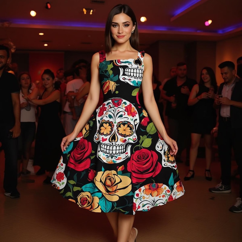 Day of the Dead Fiesta Costume Dress and Rose Headband