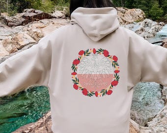 Polska Sweater, Polish Floral Eagle Pullover Sweater, Polish Folk Art Design, Polish Pride, I love Poland, Sweater Back Design