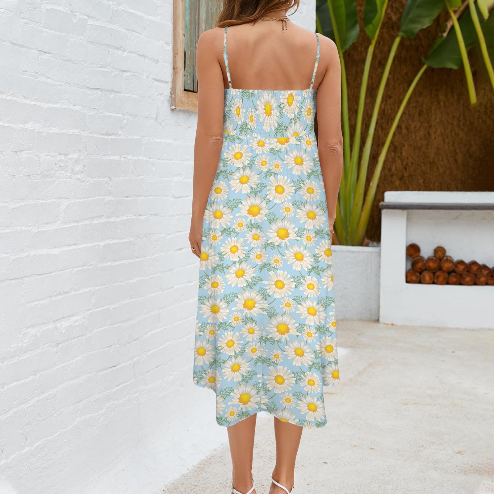 blue daisy print dress Whistles Twin Daisy Print Midi Dress Blue/Multi Size 2