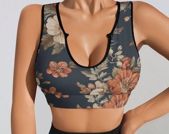 Floral Printed Yoga Tank Top, Crop Tank Athletica,