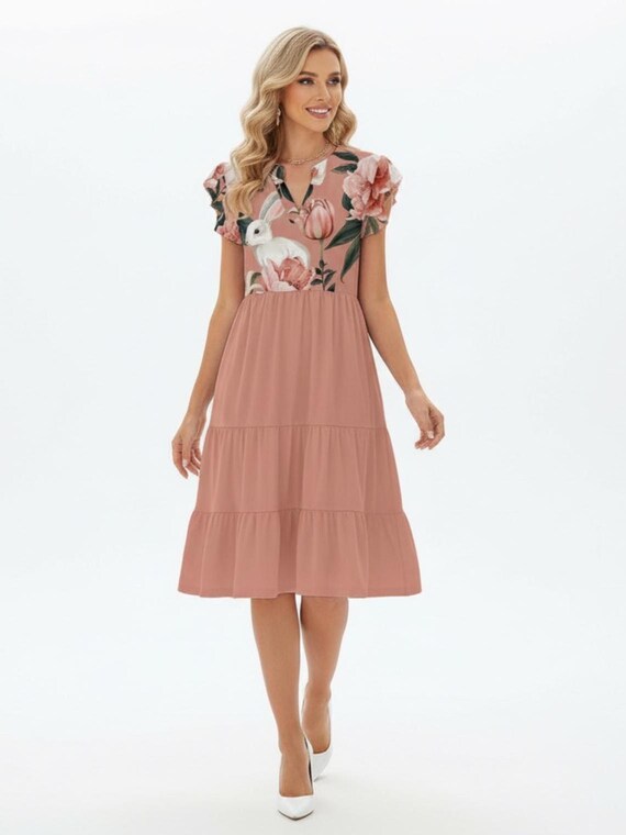 knee length dresses for ladies SSYS The Emery Midi Dress In Pastel Ditsy Floral main image 1