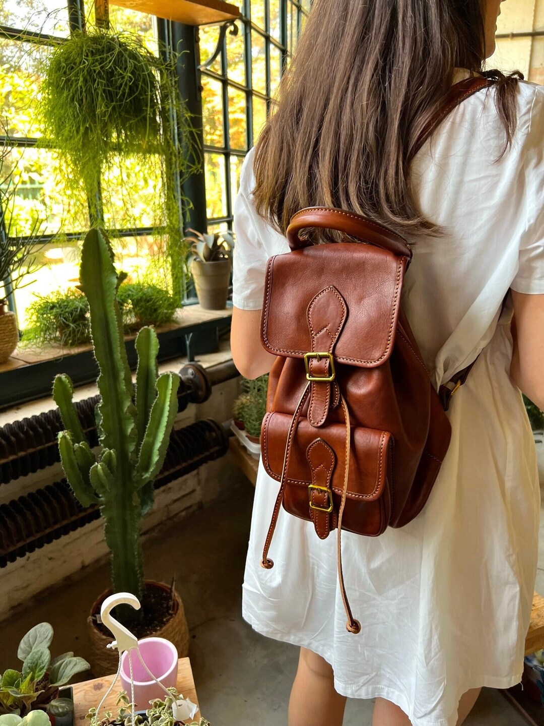 Mini Leather Backpack Purse / Genuine Italian Leather Knapsack Etsy