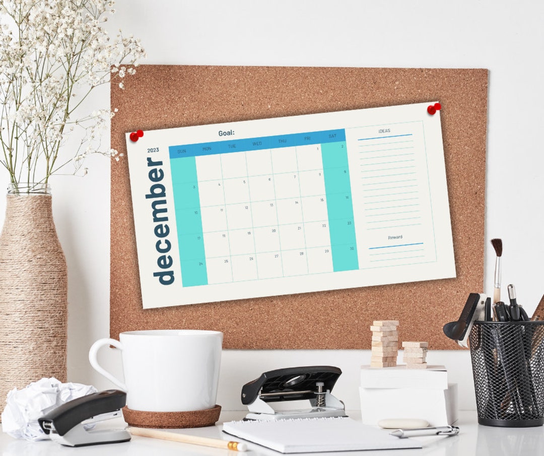 December Collection Goal Monthly Goal Tracker With Reward System December 2023 blue & Grey ...