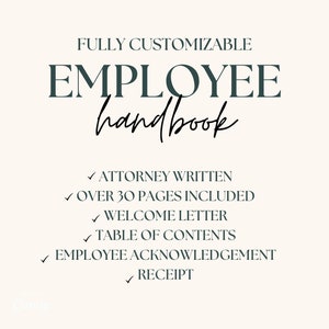 Employee handbook, Editable employee handbook, hr forms, Fillable employee handbook.