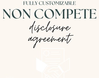 Non disclosure agreement, Editable, Non compete agreement, Confidential disclosure agreement, Non disclosure template, Non compete template.