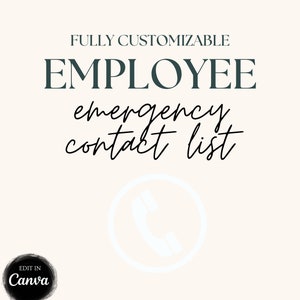 Emergency contact list, Editable emergency contact form, Emergency contact, Emergency list, hr forms.