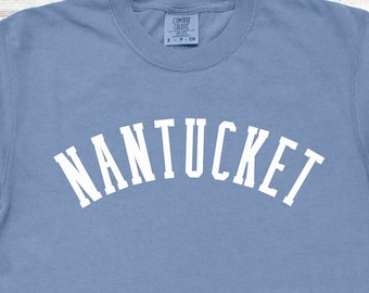 Comfort Colors Nantucket Island T-Shirt: Preppy Coastal Varsity Tee