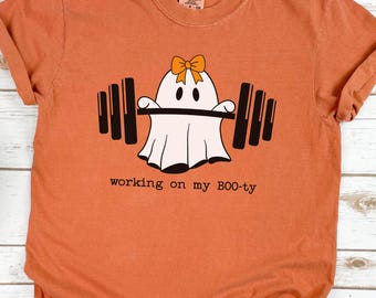 Comfort Colors ® Halloween Gym Ghost Shirt: Spooky Weightlifting Tee, Workout T-Shirt