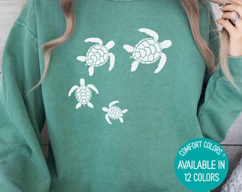 Comfort Colors Sea Turtle Sweatshirt:Ocean Crewneck, Nautical Pullover