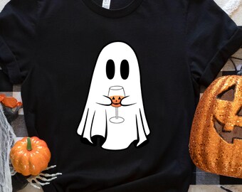 Funny Halloween Ghost Wine Shirt, Unisex Tee