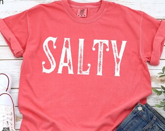 Comfort Colors Salty Shirt: Oversized Preppy Beach Tee