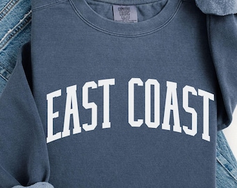 Comfort Colors® East Coast Sweatshirt, Summer Collegiate Crewneck, Vacation Pullover, New England Gift