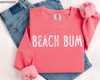 Comfort Colors Beach Bum Sweatshirt: Garment-Dyed Preppy Coastal Crewneck