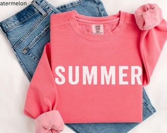 Comfort Colors® Summer Sweatshirt: Oversized Preppy Crewneck