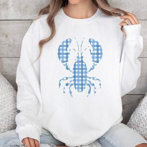 Comfort Colors Lobster Sweatshirt: Gingham Nautical Crewneck