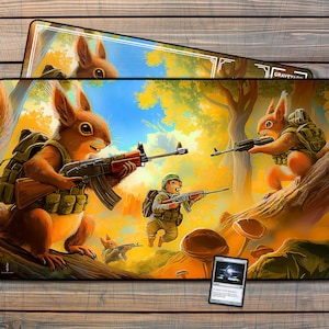 Squirrel Army TCG Playmat and Gaming Mousepad,  MTG & Yugioh Zones, Trading Card Games, Custom Art, Gamer Gift, Magic The Gathering