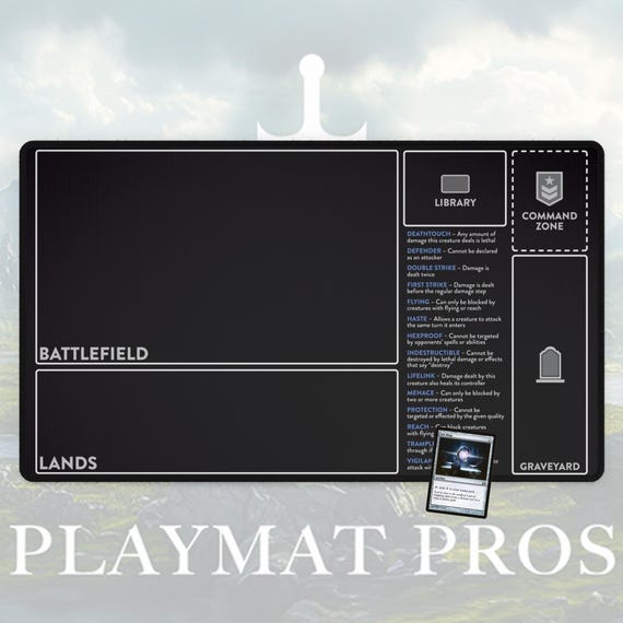 Beginner MTG Playmat With Cheat Sheet MTG & Yugioh Zones, Trading