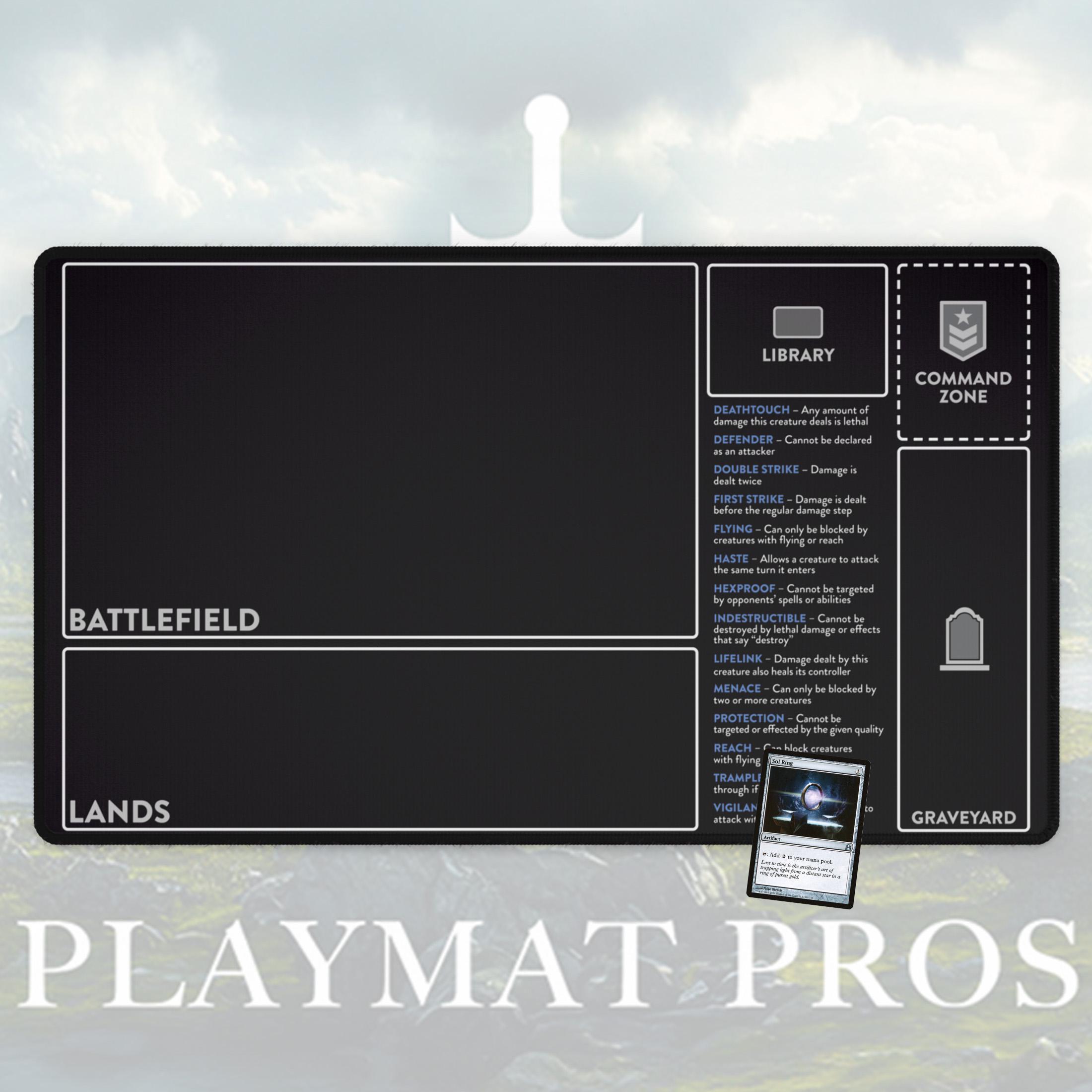 Beginner MTG Playmat With Cheat Sheet MTG & Yugioh Zones, Trading