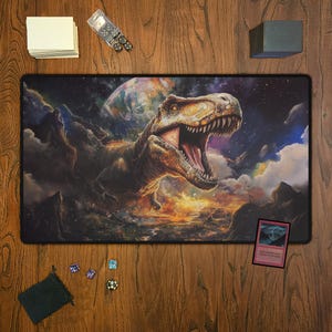 ExtraT-rexstrial T-Rex TCG Playmat Custom Art, Tabletop Games, Mouse Compatible, Gamer Gift, 23.6&quot; x 13.8&quot; - Prop Card Not Included