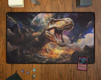 ExtraT-rexstrial T-Rex TCG Playmat Custom Art, Tabletop Games, Mouse Compatible, Gamer Gift, 23.6&quot; x 13.8&quot; - Prop Card Not Included