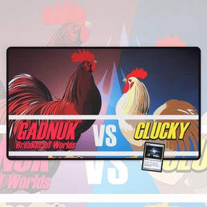 Gadnuk Vs. Clucky TCG Playmat and Gaming Mousepad, with MTG Zones