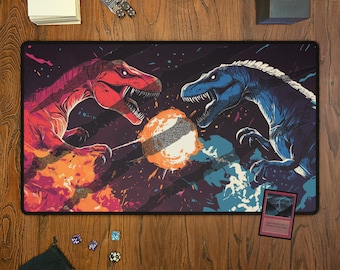 Dino Clash, TCG Playmat for Tabletop Games, Gamer Gift, Custom Art, Trading Card Games, MTG, Mousepad, Magic The Gathering, Gaming