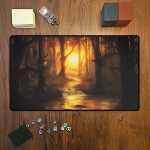 Sun fall Woodlands TCG Playmat for Tabletop Games, Gamer Gift, Custom Art, Trading Card Games, MTG, Mousepad, Magic The Gathering, Gaming