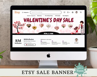Etsy Sale Banner ~ Etsy Shop Branding ~ Customize in Canva ~ Etsy Shop Mock-up ~ VALENTINES DAY