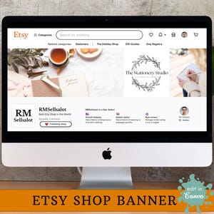 Minimalistisk Etsy-butiksbanner Elegant design ~ Varumärkes Canva-mall ~ STUDIO