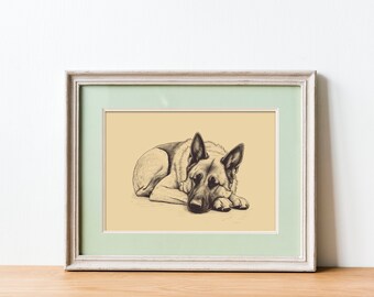 German Shepherd Wall Art Print | Dog Artwork Dog Wall Decor | Gifts for Dog Lovers | Printable Digital Download