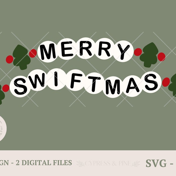 Merry Swiftmas Freundschaftsarmband SVG PNG-Dateien, Weihnachten SVG, bereit geschnittene Dateien, Cricut, Silhouette
