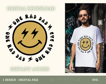 One Rad Dad SVG, File SVG per la festa del papà per circuito, Silhouette, Macchine da taglio, T-shirt per la festa del papà SVG