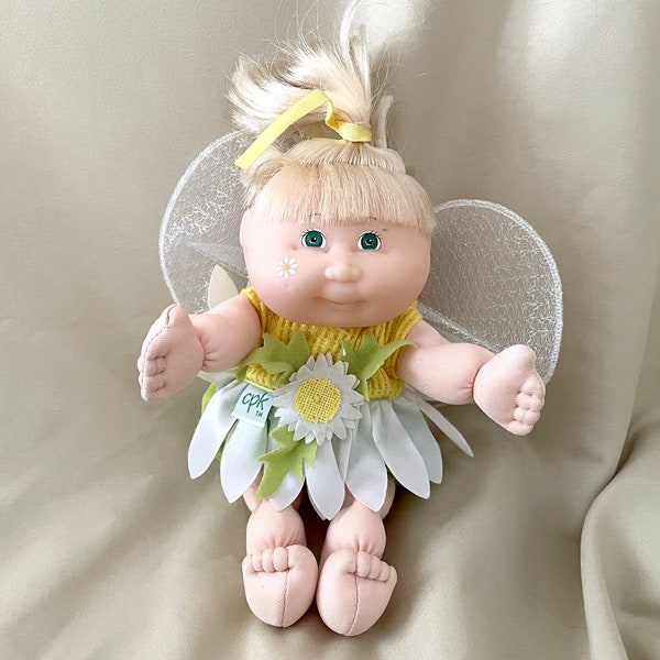 90s Mattel Cabbage Patch Kids Daisy Garden Fairy Girl Doll, Green Eyes, Blonde Hair, 8.5” Tall