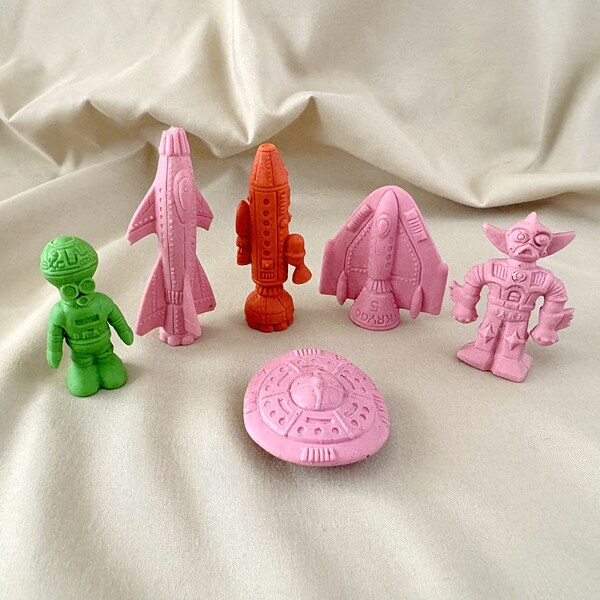 1979 Diener Keshi Robots Space Raiders Toy Soft Rubber Erasers McDonald’s Happy Meal