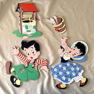 Placas recortables con canciones infantiles de Jack y Jill para la decoración de paredes de la habitación de los niños de Dolly Toys, n.° 238, cartón prensado