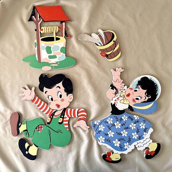 Wall Décor Jack and Jill Nursery Rhyme Cutout Plaques for Nursery Kids Room by Dolly Toys #238 Pressed Cardboard