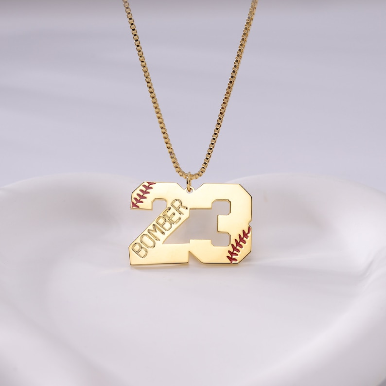 Custom Baseball Number Necklace Waterproof Engrave Name Etsy