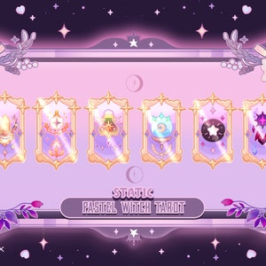 Static Pastel Witch Tarot Cards | Twitch Emotes | Witchy Tarot Cards | Twitch, Discord, Youtube | Streaming | Twitch Badge | Vtuber