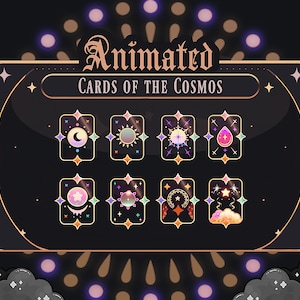 Animated Tarot Cards of the Cosmos Twitch Emotes | Dark Celestial Tarot Cards | Twitch, Discord, Youtube | Streaming | Twitch Badge | Vtuber