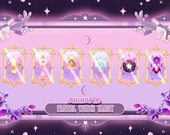 Animated Pastel Witch Tarot Card Emotes: Twitch, Discord, YouTube (GIF)
