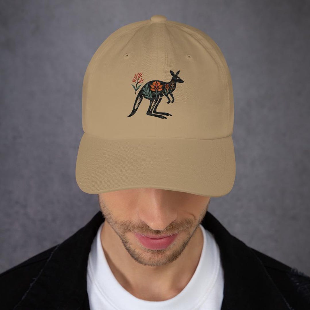 Kangaroo Hat | Embroidered Australian Wildlife Hat | Unique Nature Art ...